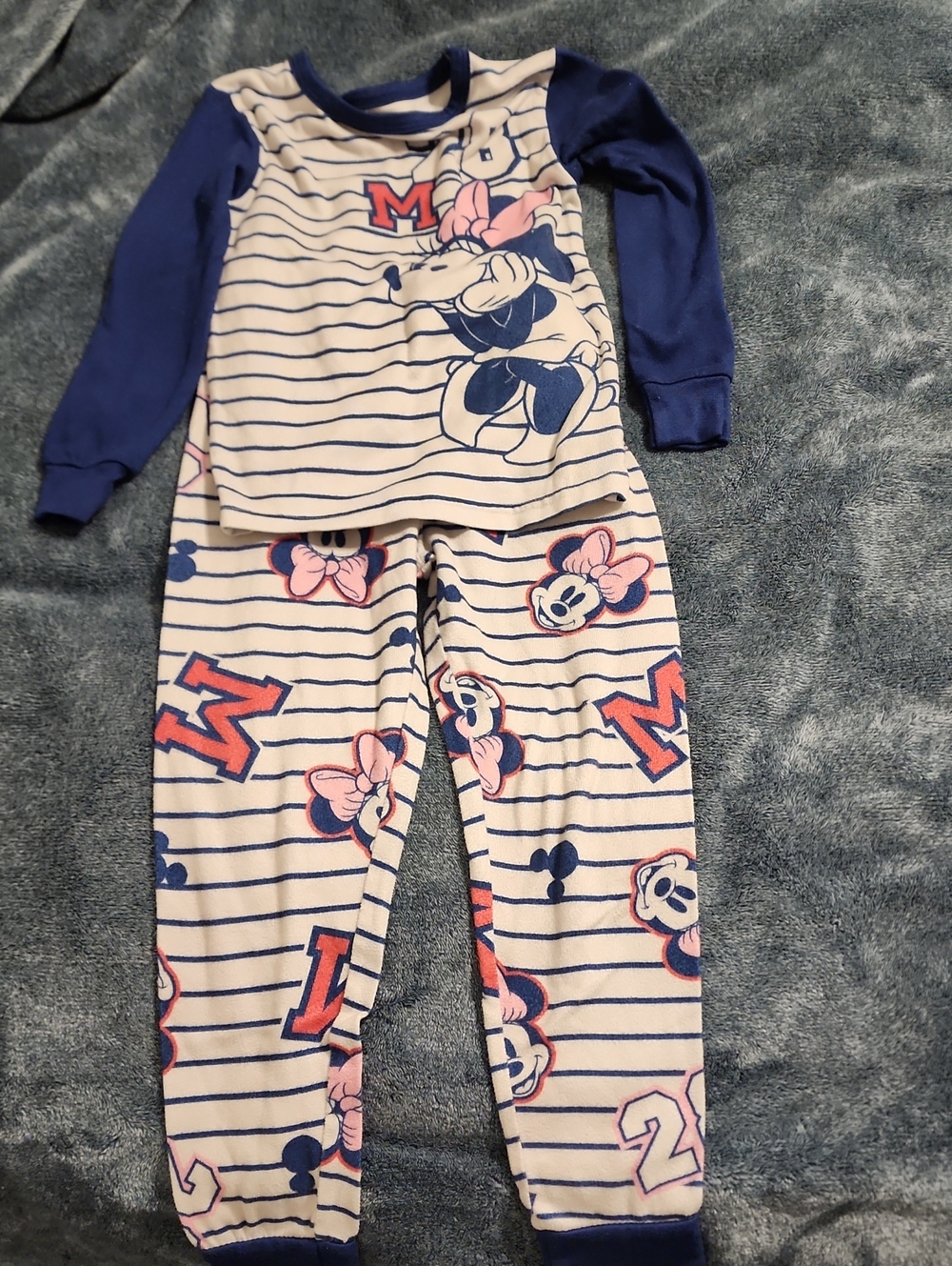 Disney Girls Navy & Grey Minnie Mouse Pajama Set